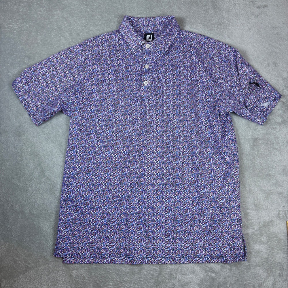 FootJoy Shirts Mens L Golf Polo Mission Valley Country Club‎ Floral Blue Stretch